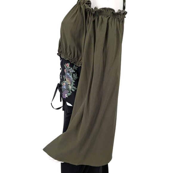 Cosmic Aura Lace Up Cold Shoulder Top Women Size 1X Bell Sleeve Whimsigoth Fairy - Picture 5 of 10